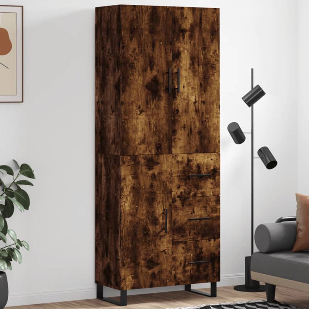 vidaXL 3 Door 3 Drawer Smoked Oak Highboard Image 1