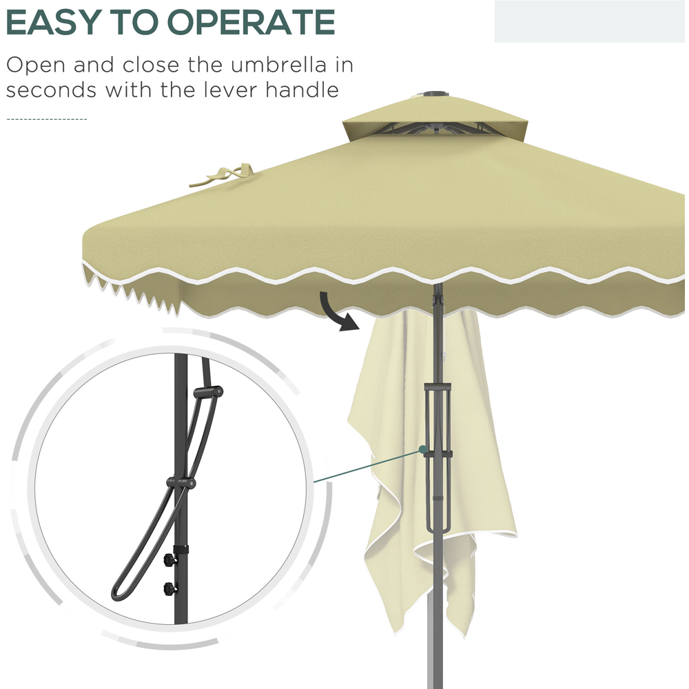 Outsunny Beige Square Double Tier Cantilever Parasol with Ruffles 2.5m Image 4