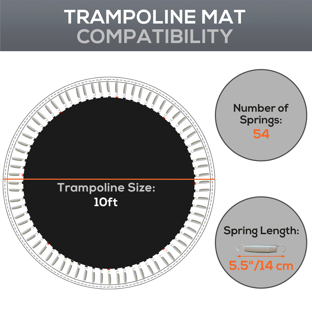 SPORTNOW 10ft Black Trampoline Mat with 54 V-Hooks Image 8
