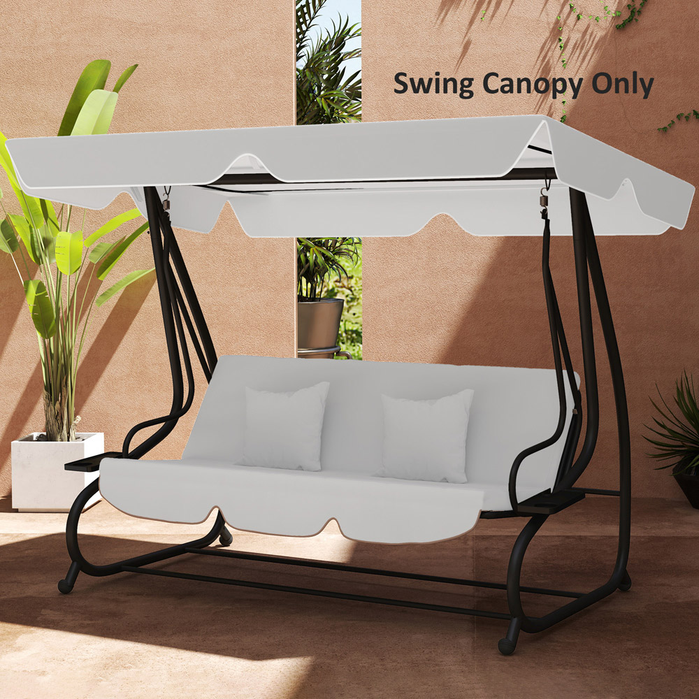 Outsunny 3 Seater Light Grey Waterproof Garden Swing Canopy Replacement Image 3