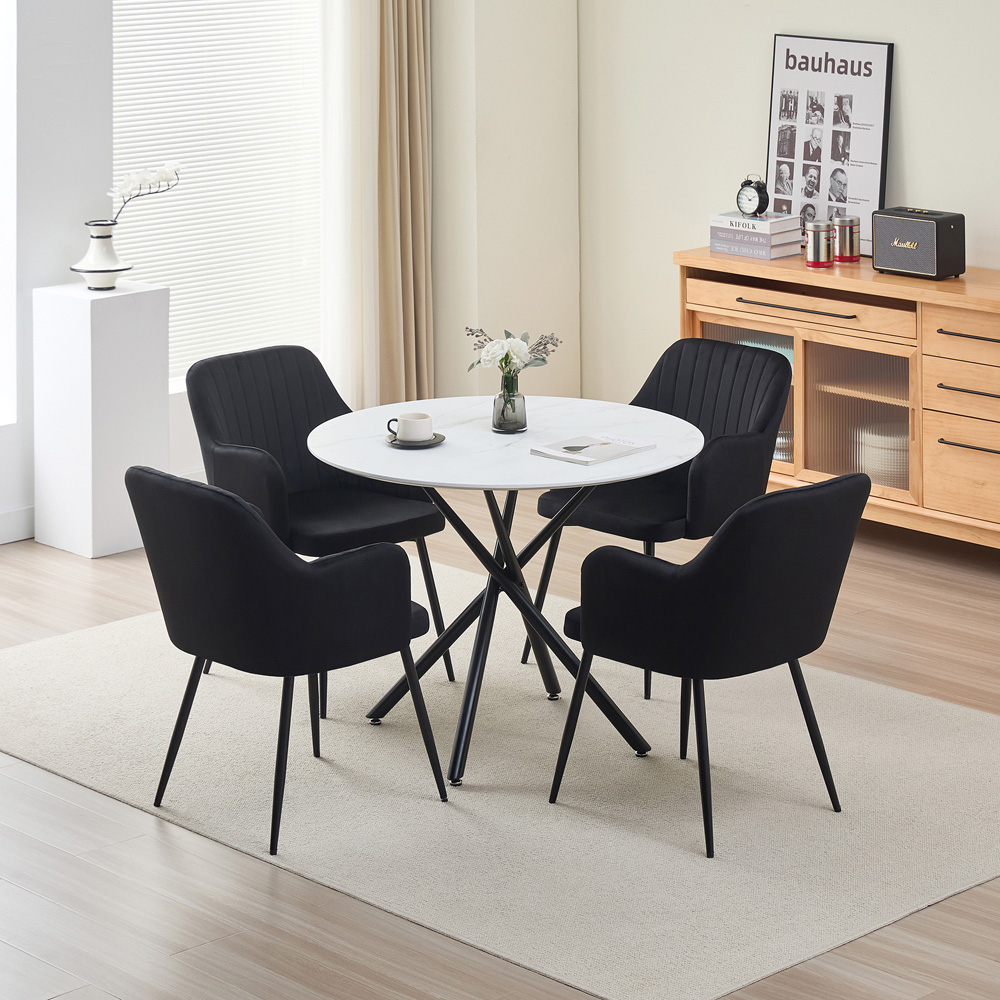 Indoor Living Seattle Charlotte 4 Seater Round Dining Set Black Image 9
