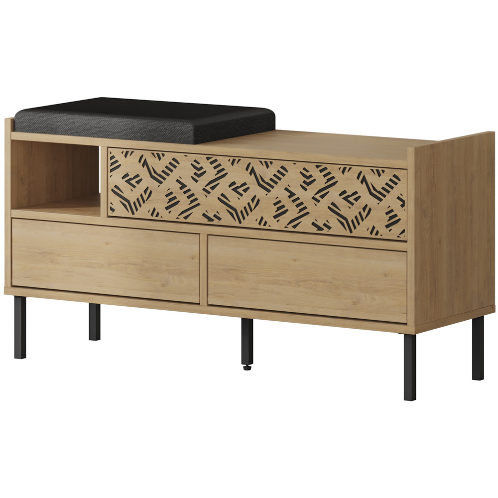 Decortie Heaton 3 Door Single Shelf Oak Modern Shoe Storage Bench Image 2