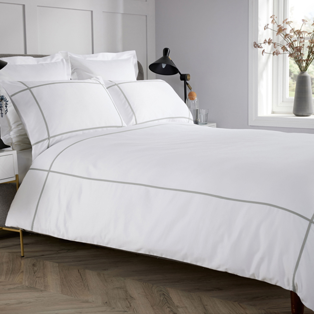Bellissimo Home Super King Size Grey Criss Cross 400 Thread Count Duvet Set Image 1