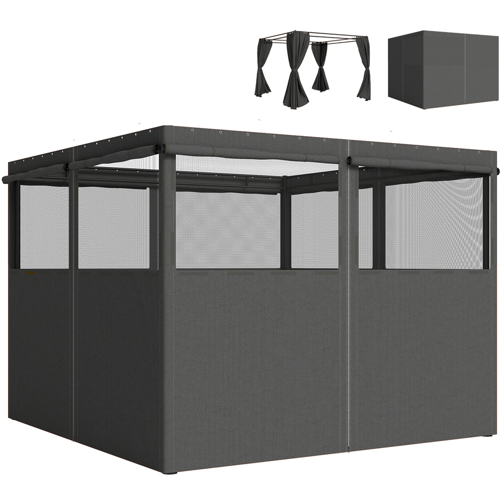 Outsunny 3 x 3m Dark Grey Gazebo Replacement Curtain 4 Pack Image 3