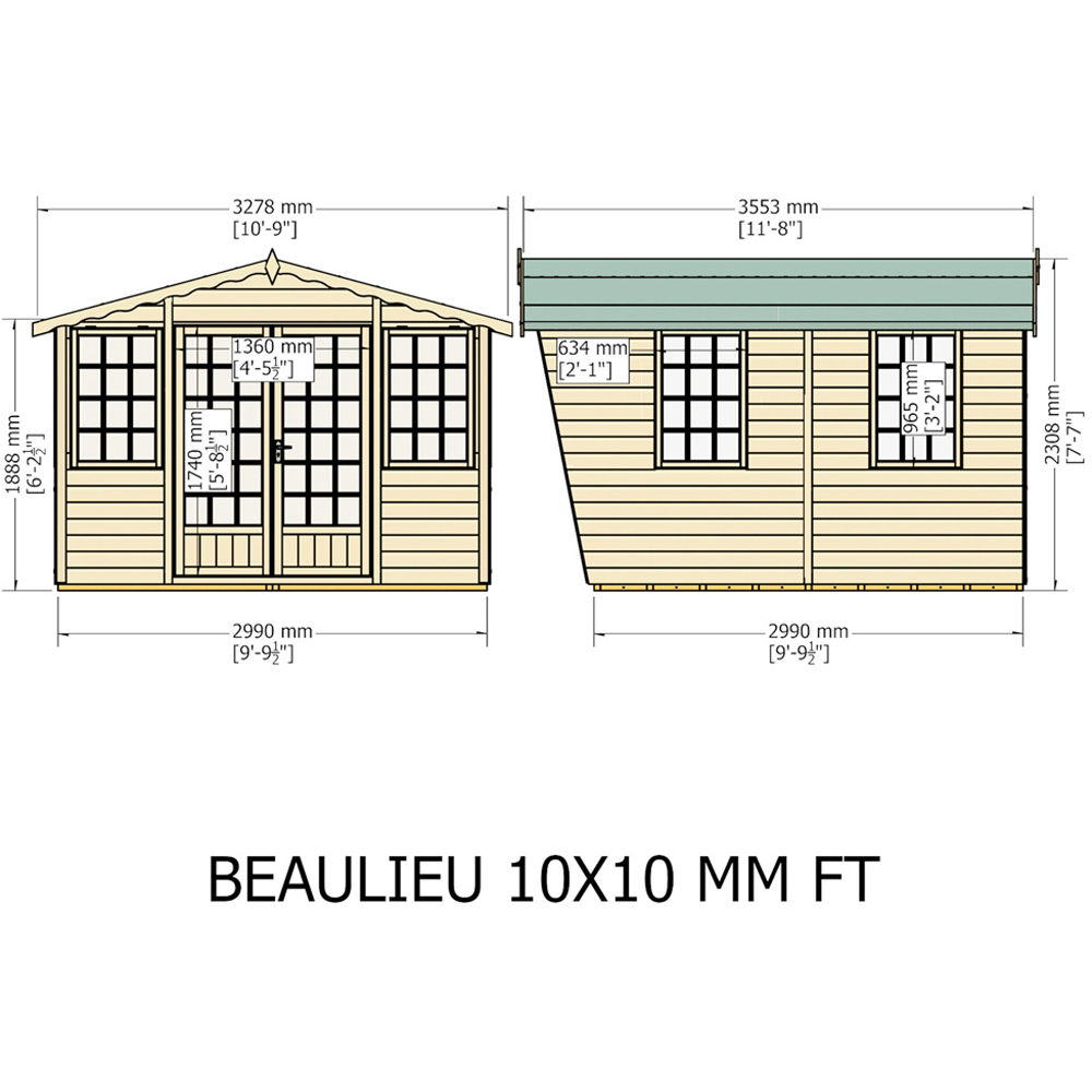 Shire Beaulieu 10 x 10ft Double Door Shiplap Apex Summerhouse Image 5
