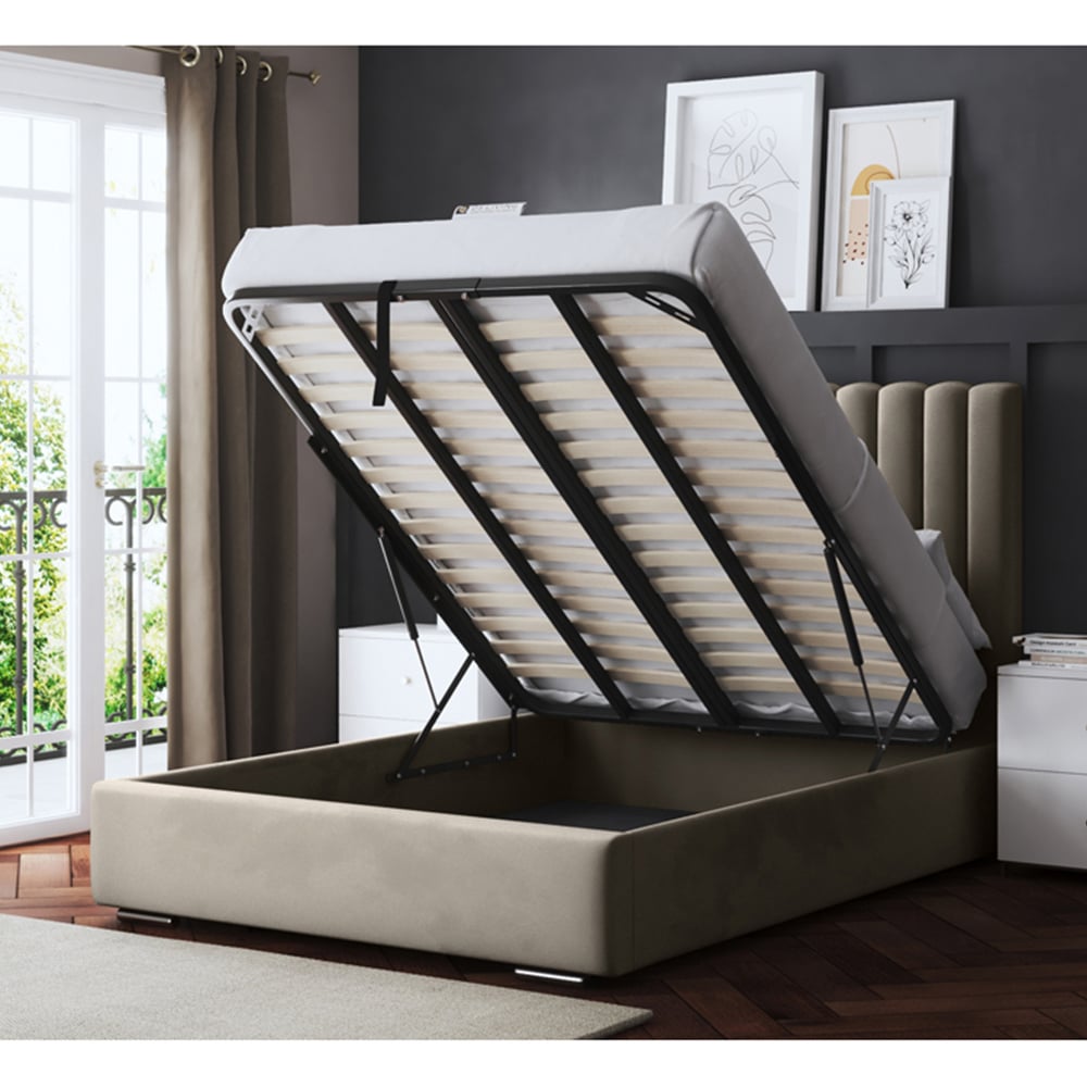 DS Living Evangeline Super King Cream Upholstered Ottoman Bed with Headboard Image 4