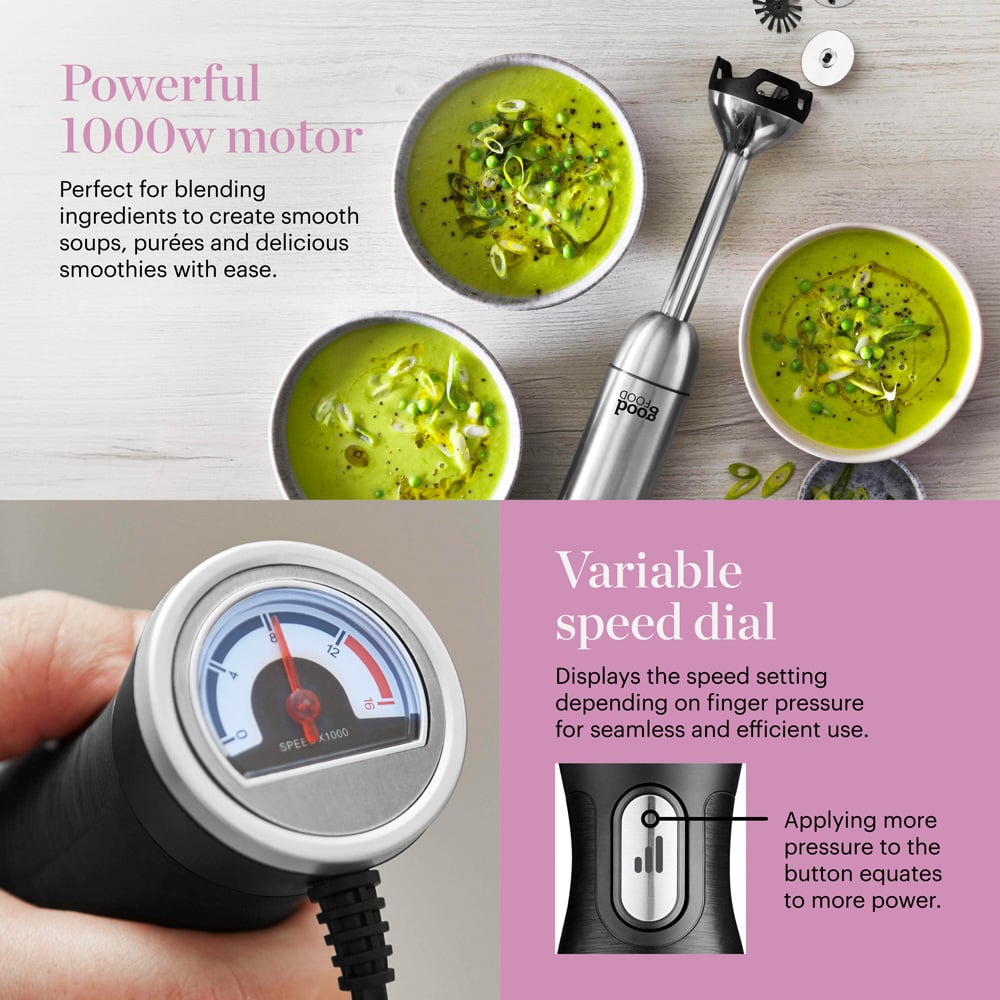 Good Food GF12012 5 in 1 Hand Blender Stainless Steel 1000W Image 3