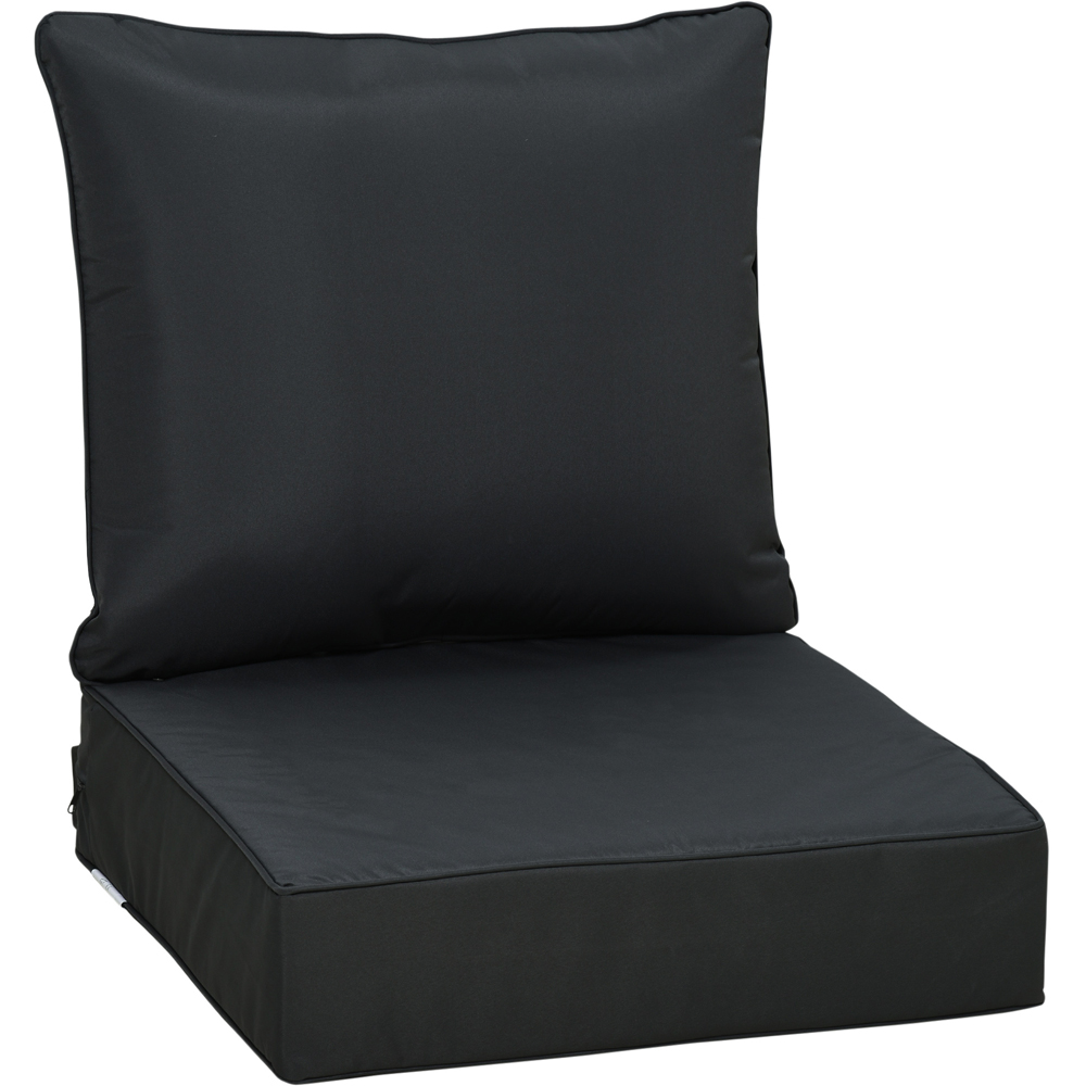Outsunny Black Seat and Back Garden Chair Cushion Set Image 1