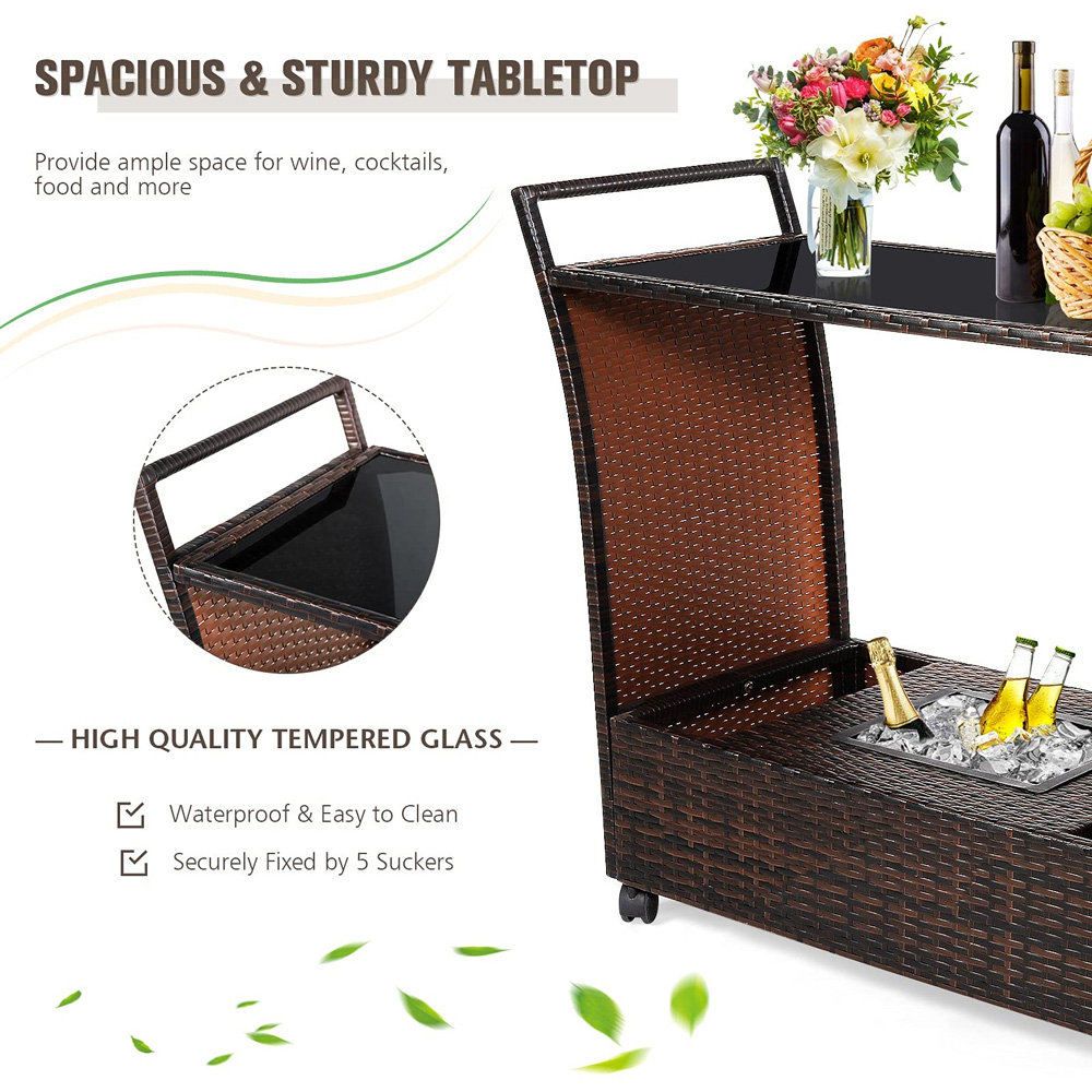 Furniture One Rattan Kitchen Trolley with Ice Bucket Image 4