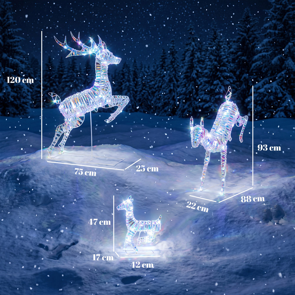 Outsunny 200 Cool White LED 3-Piece Reindeer Family Set Outdoor Christmas Decoration Image 9