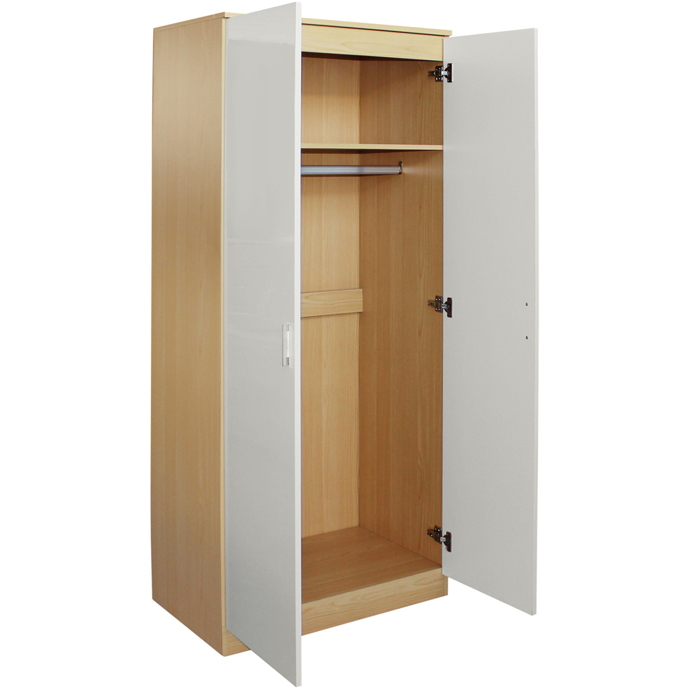 Brooklyn 2 Door Oak and Cream High Gloss Wardrobe Image 4
