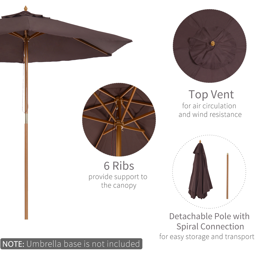 Outsunny Coffee Wooden Parasol 2.5m Image 4