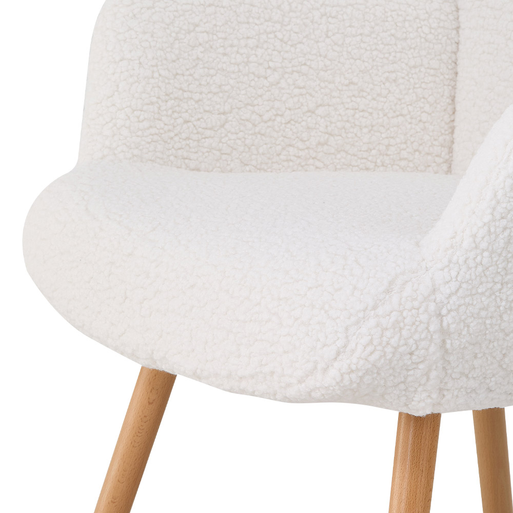 Living and Home White Sherpa Fleece Upholstered Leisure Chair Image 5