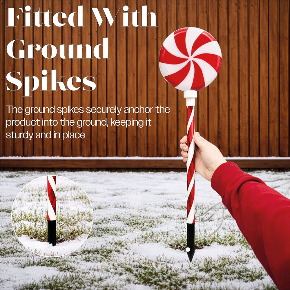 Xmas Haus 16 Warm White LED Round Christmas Candy Cane Stake Light 4 Pack Image 5