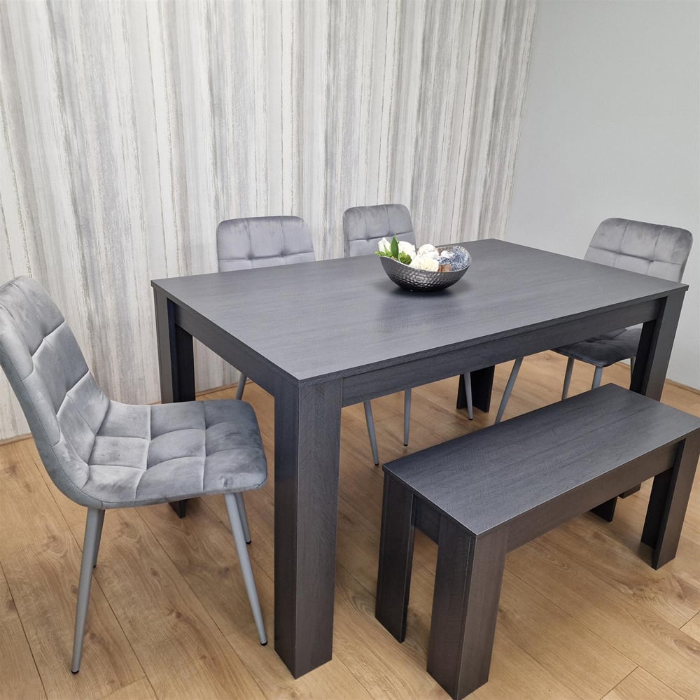 Portland 6 Seater Dining Set Dark Grey and Grey Image 4