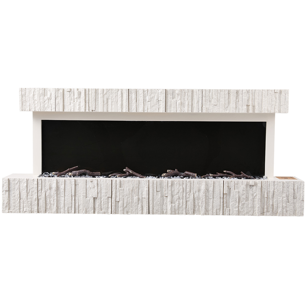 Living and Home White Wall Mounted Electric Fireplace with Resin Fake Firewood Image 1