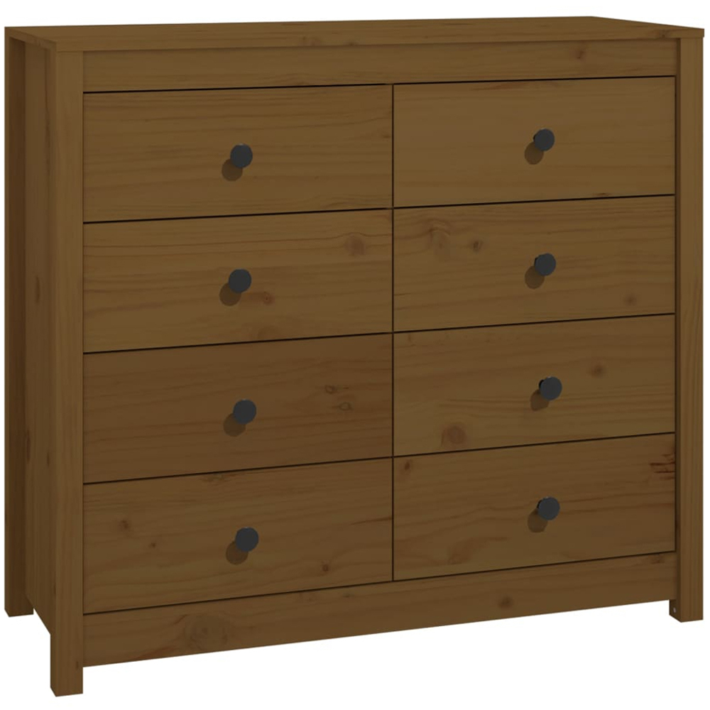 vidaXL 8 Drawer Honey Brown Solid Pine Wood Sideboard Image 2