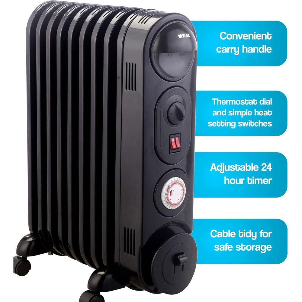 Mylek Black Oil Filled Heater 2000W Image 2