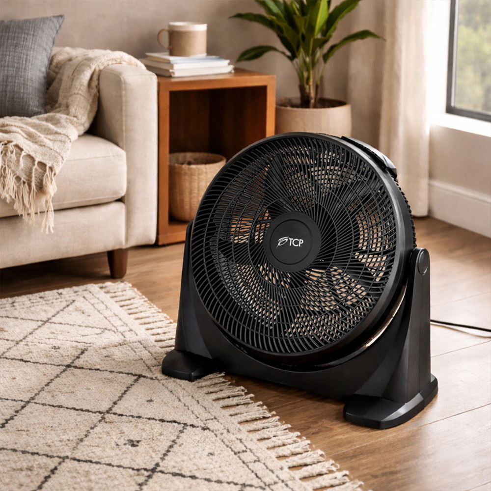 TCP Black Large Tilting Floor Fan with Remote Control 20 inch Image 2