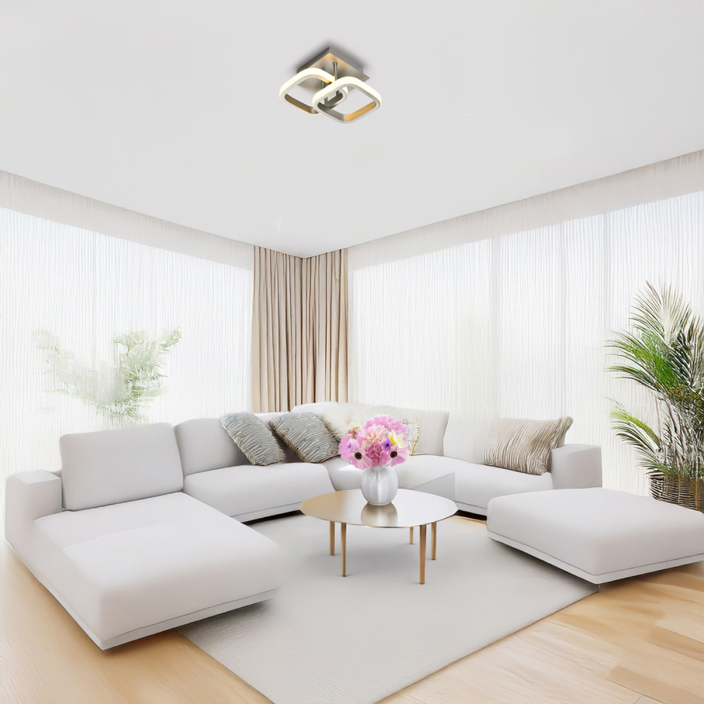 Happy Homewares Brushed Nickel Double Head LED Ceiling Light Fitting Image 2