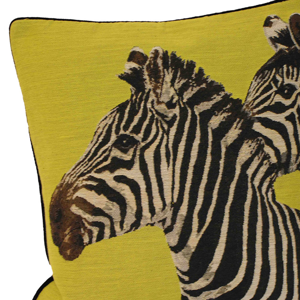Paoletti Lime Twin Zebra Piped Cushion Image 2