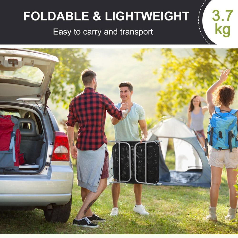 Outsunny Light Black Portable Garden Reclining Sun Lounger Image 7