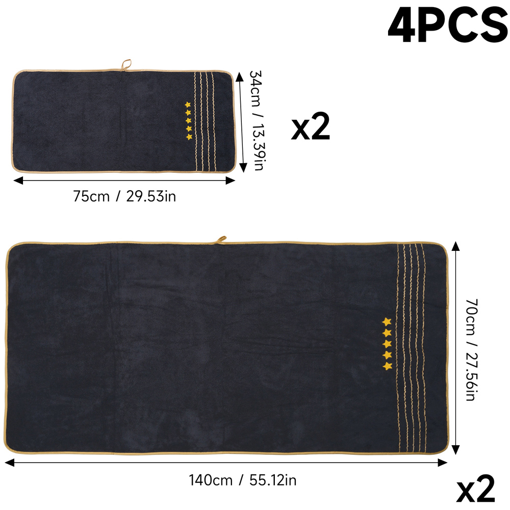 Living and Home Soft Polyester Dark Grey Gold Star Towel Set of 4 Image 8