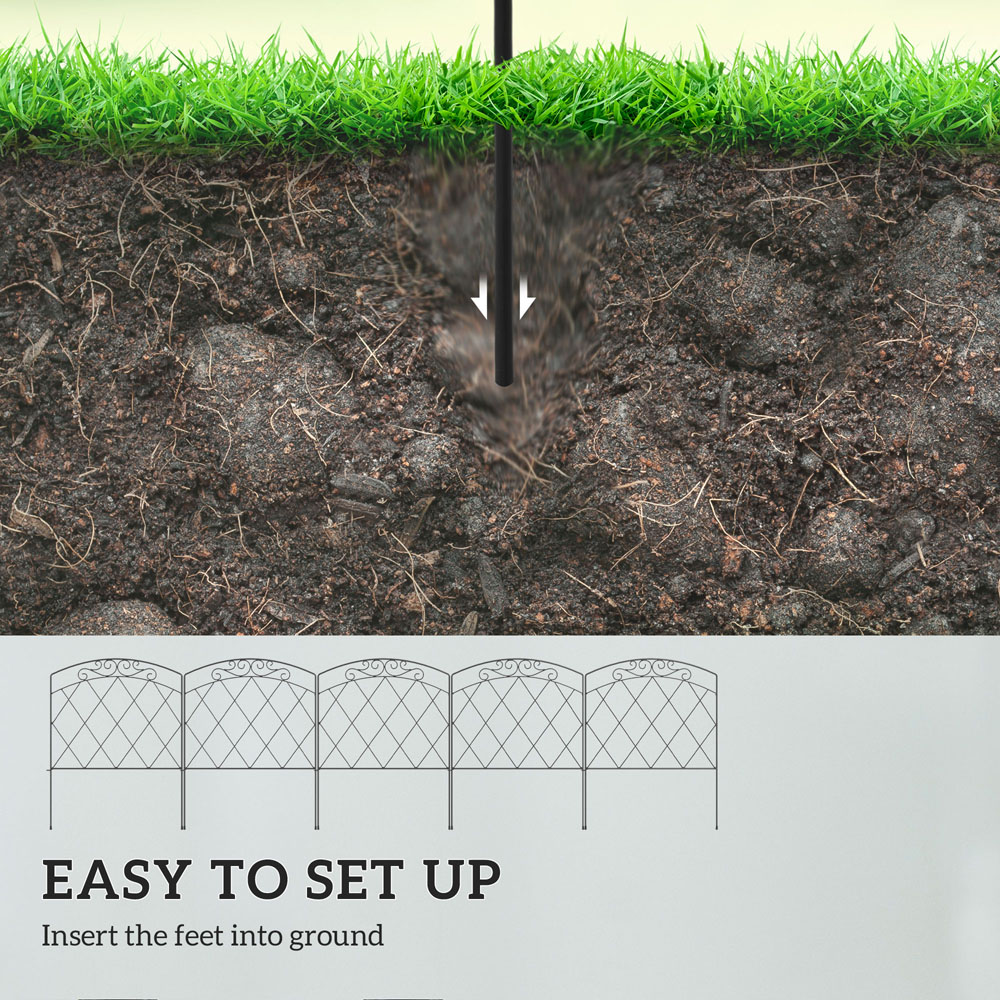 Outsunny 3 x 10ft Black Outdoor Picket Fence Panel Image 8