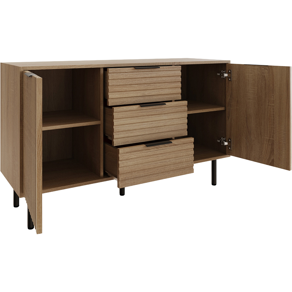 GFW Nervata 2 Door 3 Drawer Oak Sideboard Image 3