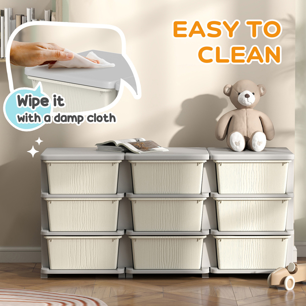 HOMCOM 9 Drawer Cream Kids Chest of Drawers Image 6