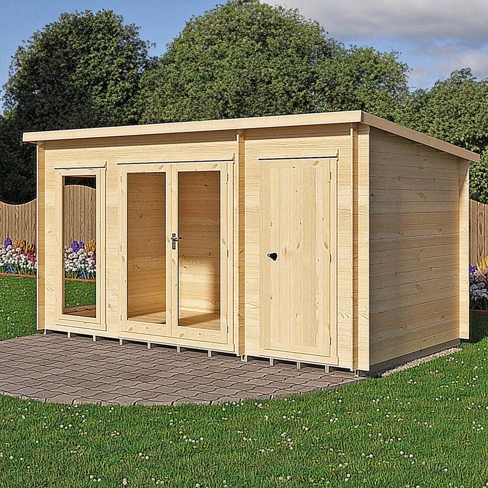 Shire Walsoken 8 x 14ft Dual-Purpose Pent Garden Log Cabin with Integral Storage Image 2