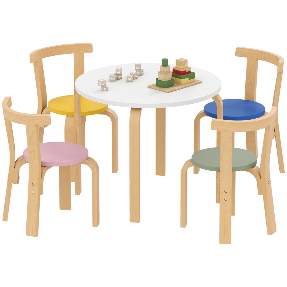 AIYAPLAY 5 Piece Wooden Kids Art Table and Chairs Set Image 2