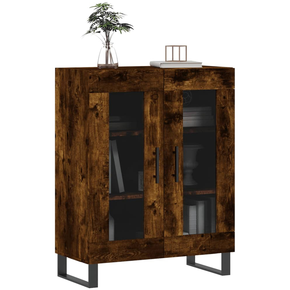 vidaXL 2 Glass Door Smoked Oak Sideboard Image 3