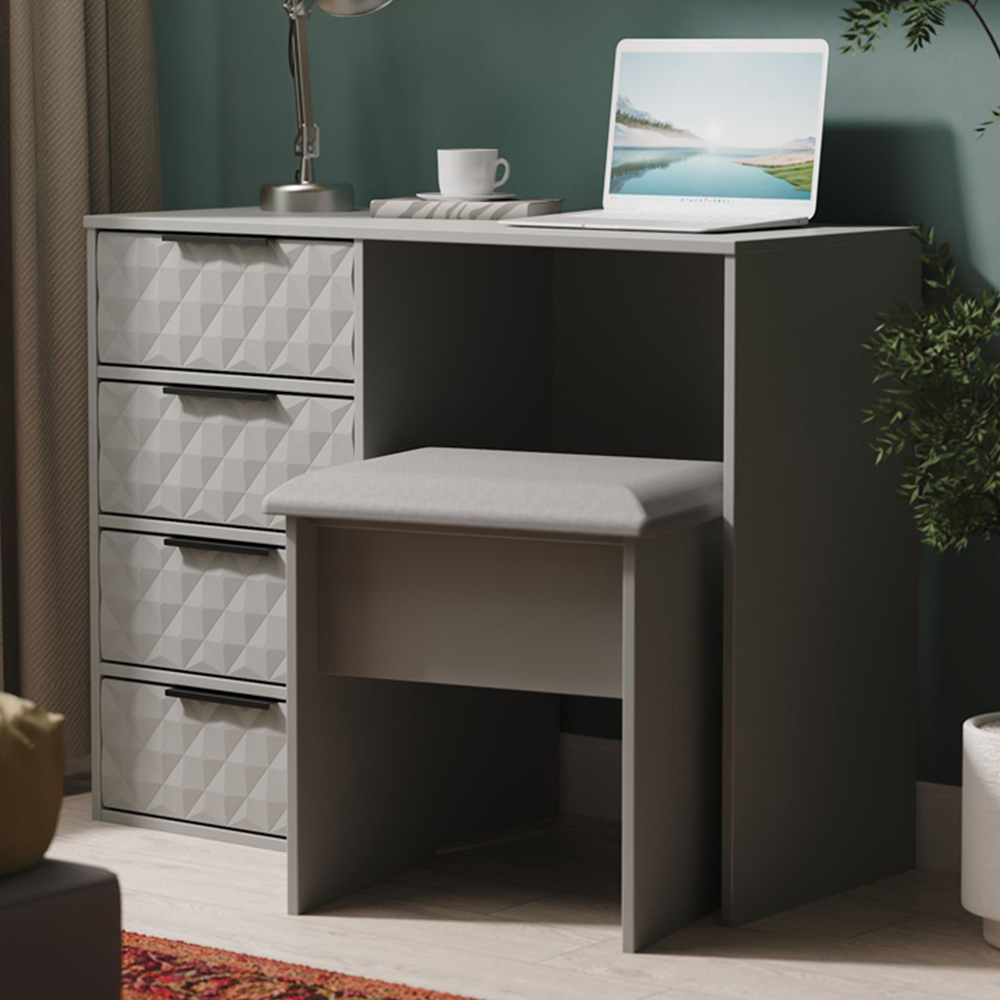 Crowndale Harlequin 4 Drawer Dusk Grey Vanity Dressing Table Ready Assembled Image 1