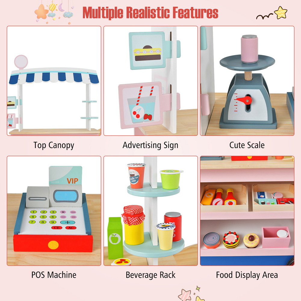 Costway Toy Cart Play Set with POS Machine and Lovely Scale Image 8