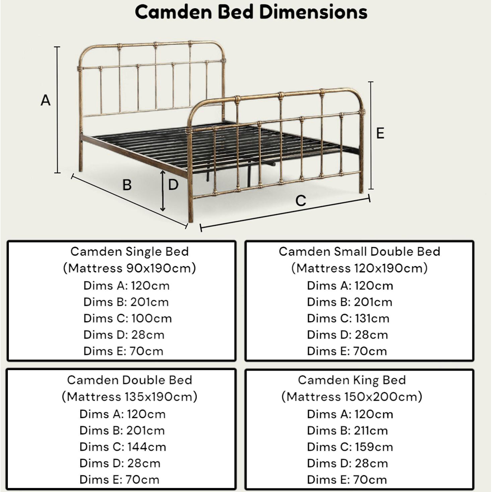 OAT Home Camden King Size Antique Brass Effect Metal Bed Image 9