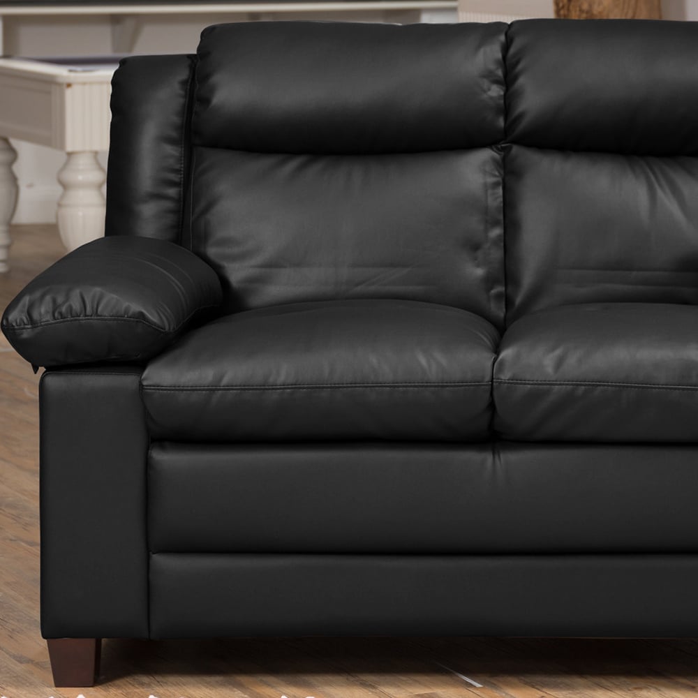 Standish 2 Seater Black Bonded Leather Sofa Image 2
