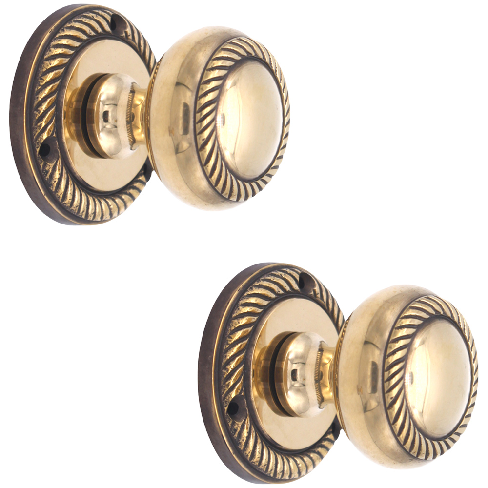 Spira Brass Aged Brass Georgian Mortice Door Knob 2 Pack Image 1