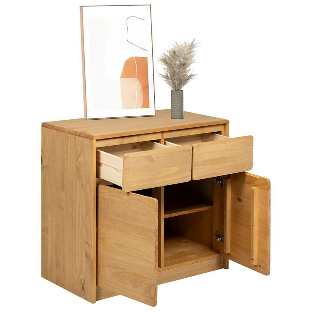 vidaXL Sauda 2 Door 2 Drawer Oak Solid Wood Pine Sideboard Image 3