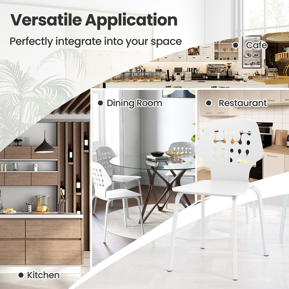 Costway Set of 4 White Hollowed Backrest Dining Chairs Image 8