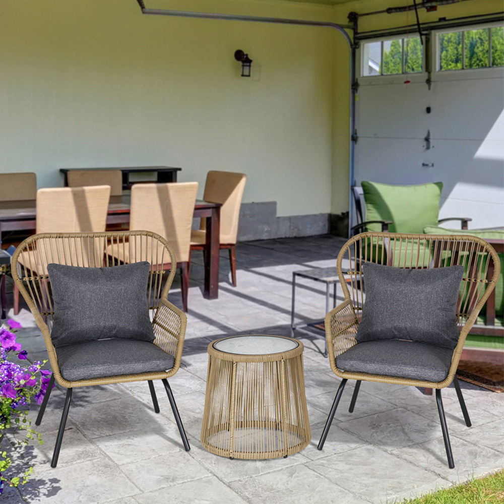 Outsunny Rattan Effect 2 Seater Bistro Set Image 1