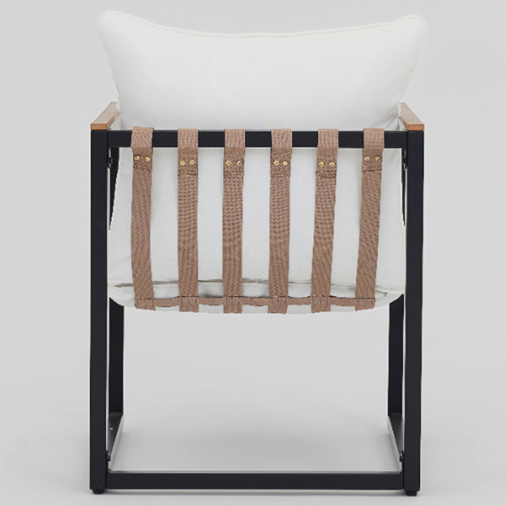 Home Detail Marbella 2 Seater Black Balcony Lounge Set with Ivory Cushions Image 5