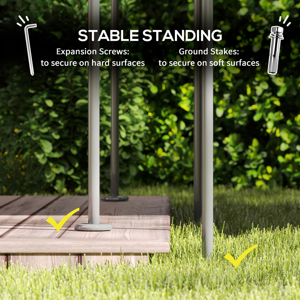 Outsunny 3 x 4m Grey Double Roof Metal Garden Gazebo with Sides Image 7