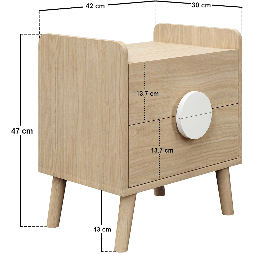 Flair Noah 2 Drawer Oak and White Bedside Table Image 7