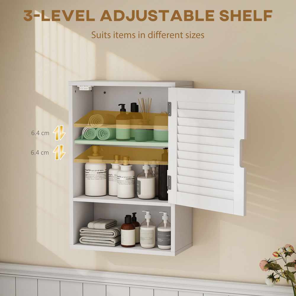 Portland Single Door Single Shelf White Wall-Mounted Bathroom Storage Cabinet Image 6