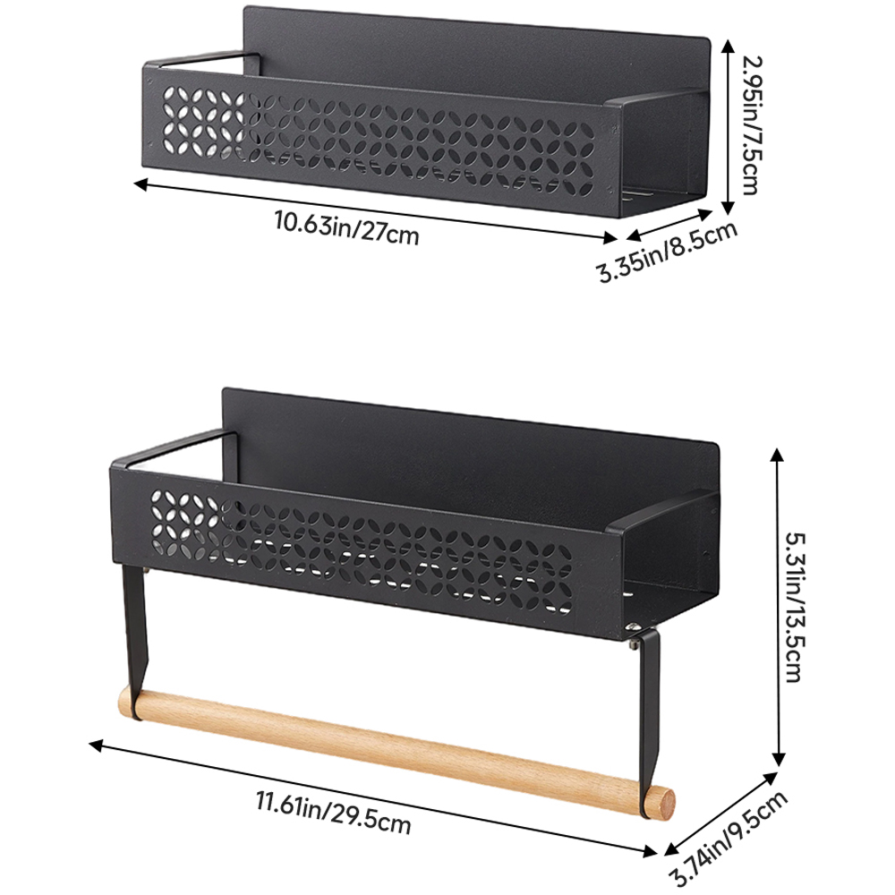 Living and Home Black Magnetic Fridge Side Storage Rack 2 Pack Image 9