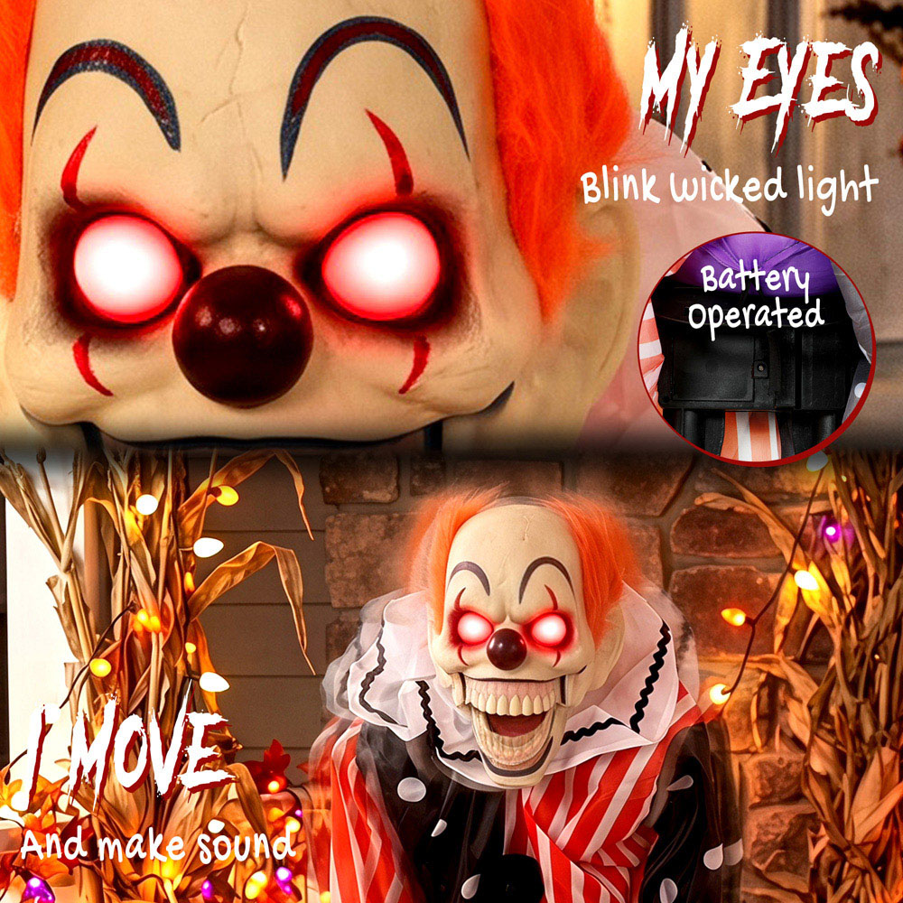 HOMCOM Light Up Animated Clown Halloween Decoration 3ft Image 8