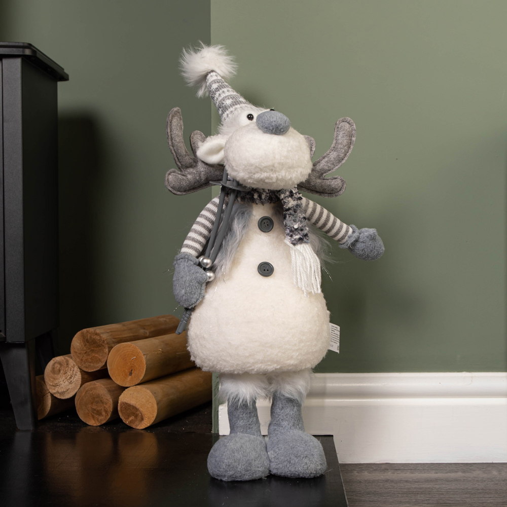 Samuel Alexander Light Up Grey Standing Reindeer Christmas Decoration Image 2