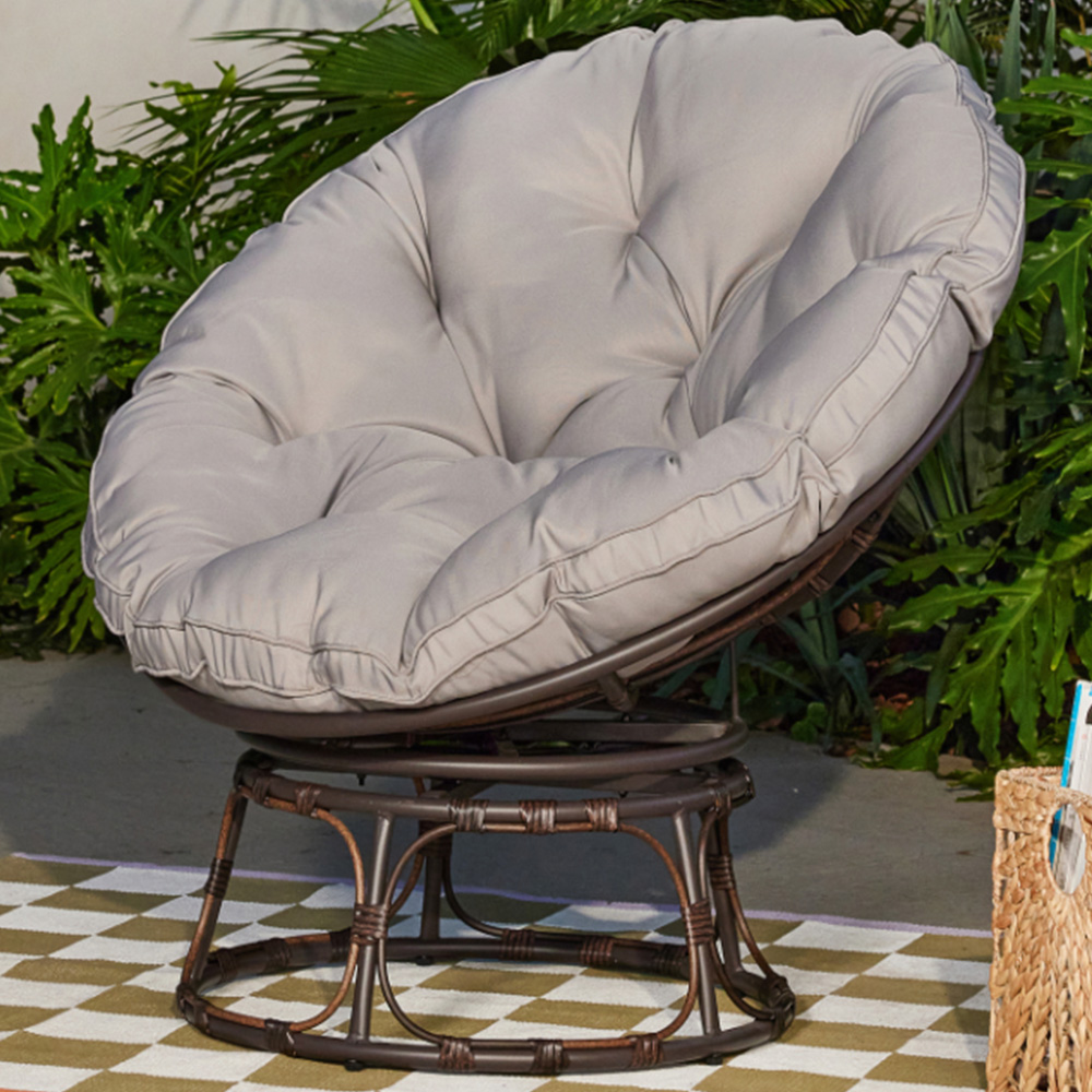 Home Detail Monica Brown and Grey Swivel Papasan Chair Image 1