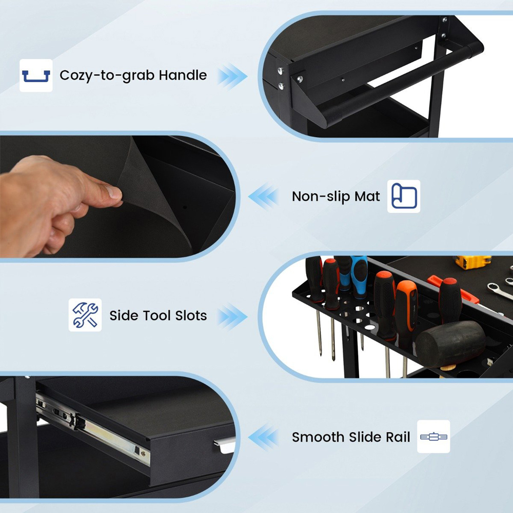 Costway 3 Shelf Rolling Utility Cart Image 8